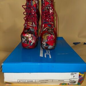 Funtasma Red Lace Up Boots with Sturdy Sole